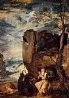 Anthony Canvas Paintings - St. Anthony Abbot and St. Paul the Hermit
